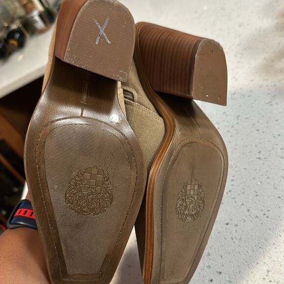 Vince Camuto Amtinda Tan Leather Suede Stacked Heel Ankle Boots Boho Western 9.5 - Picture 10 of 11